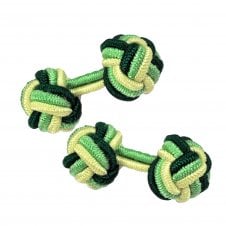 Bottle Green, Avocado Green & Lemon Elastic Knot Cufflinks