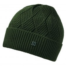 Bottle Green Diamond Pattern Knitted Beanie Hat with Metal Tresanti Logo