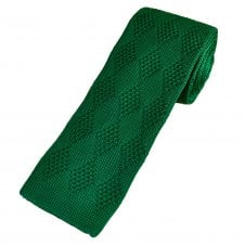 Bottle Green Diamond Weave Men's Knitted Tie