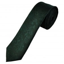 Bottle Green Floral Pattern Men's Skinny Tie