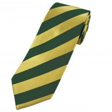 Bottle Green & Gold Striped Men's Silk Tie
