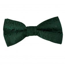 Bottle Green Paisley Pattern Boys Bow Tie
