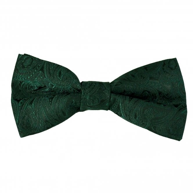 Bottle Green Paisley Pattern Men's Bow Tie