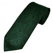 Bottle Green Paisley Pattern Men's Tie
