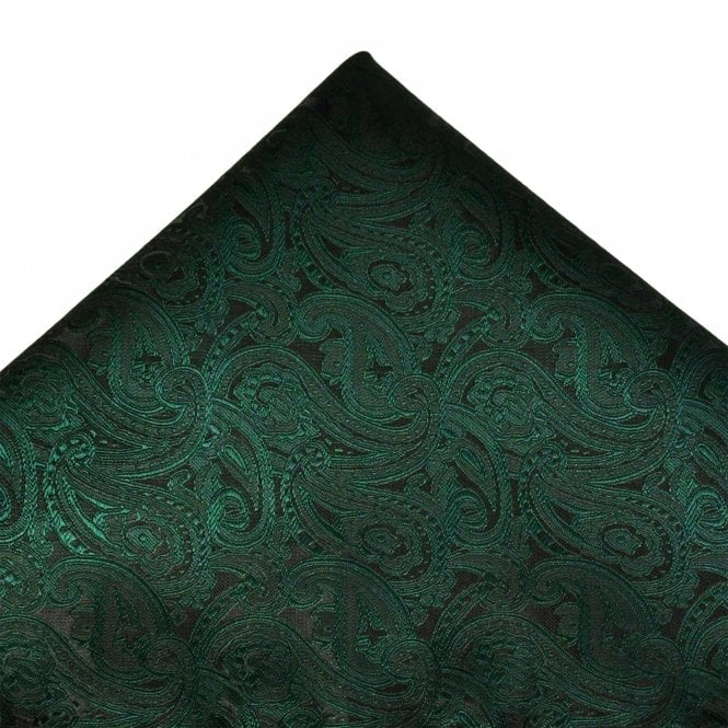 Bottle Green Paisley Pattern Pocket Square Handkerchief