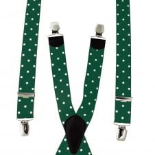 Bottle Green & White Polka Dot Men's Trouser Braces