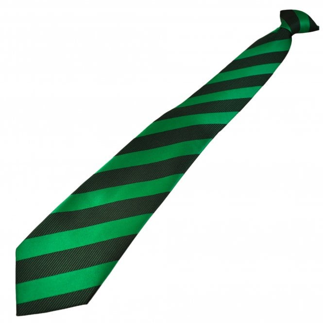 Bottle & Mid Green Striped Men's Clip On Tie