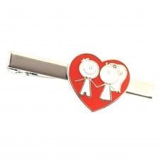 Bride & Groom Red Love Heart Wedding Tie Clip