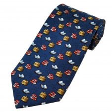 Briefcases, Books & Reading Glasses Blue Silk Men's Novelty Tie