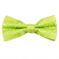 Bright Green Paisley Pattern Men's Bow Tie