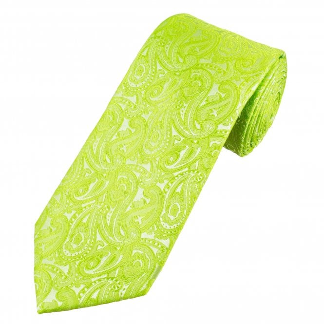 Bright Green Paisley Pattern Men's Tie