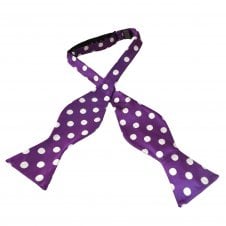 Bright Purple & Silver White Polka Dot Men's Self Tie Bow Tie