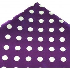 Bright Purple & Silver White Polka Dot Pocket Square Handkerchief
