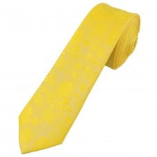 Bright Yellow Floral Pattern Men's Skinny Tie