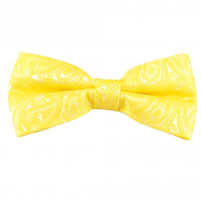 Bright Yellow Paisley Pattern Men's Bow Tie