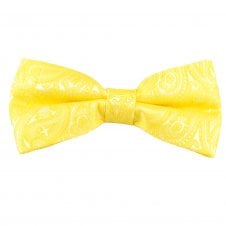 Bright Yellow Paisley Pattern Men's Bow Tie