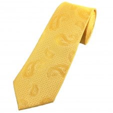 Bright Yellow Paisley Pattern Men's Extra Long Tie