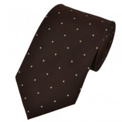 Brown & Beige Silk Polka Dot Tie