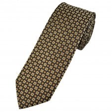 Brown, Beige & Silver Patterned Men's Tie