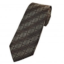 Brown, Black & Beige Patterned Men's Extra Long Tie