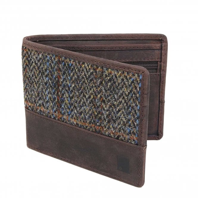 Brown & Blue Harris Tweed Wallet 