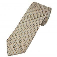 Brown, Caramel Gold, Orange & Blue Diamond Pattern Men's Tie