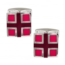 Brown Cross & Red Square Cufflinks