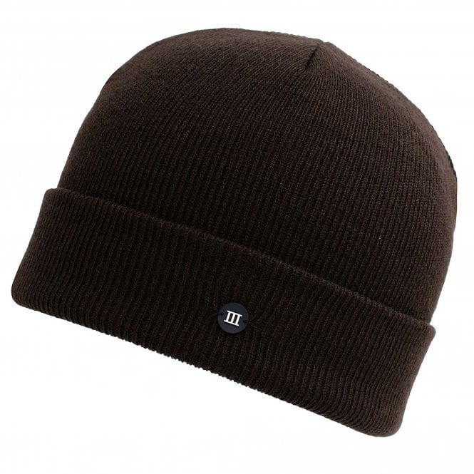 Brown Fine Knitted Beanie Hat with Rubber Tresanti Logo