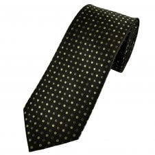 Brown & Golden Beige Polka Dot Pattern Men's Tie