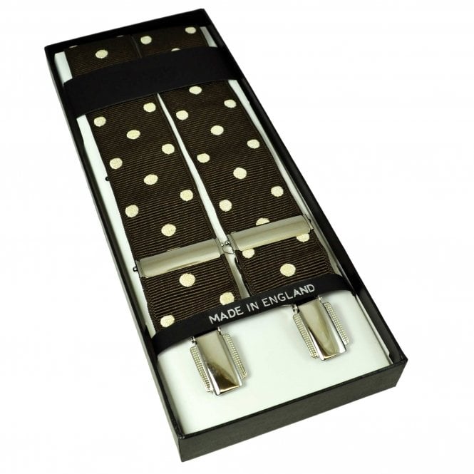 Brown & Ivory Polka Dot Men's Trouser Braces