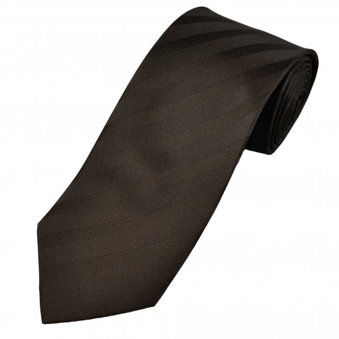 Brown Self Striped Men's Silk Tie
