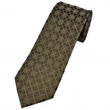 Brown & Silver Diamond Check Pattern Men's Tie