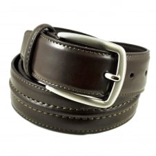 Brown Stitched 35mm Men's Leather Belt
