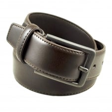 Brown Stitched Edge 35mm Men's Leather Belt