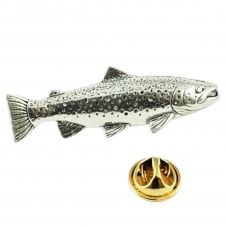 Brown Trout Fish Pewter Lapel Pin Badge