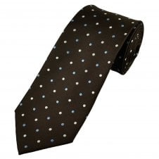 Brown, White & Blue Polka Dot Men's Tie