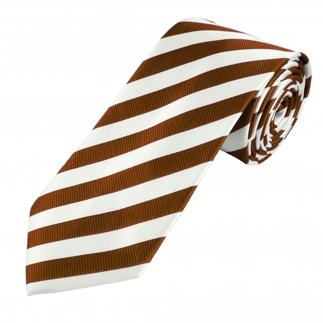 Brown & White Striped Men's Tie