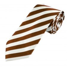 Brown & White Striped Men's Tie