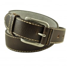 Brown with Beige Stitch Men's Belt