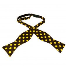 Brown & Yellow Polka Dot Men's Self Tie Bow Tie