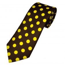 Brown & Yellow Polka Dot Men's Tie