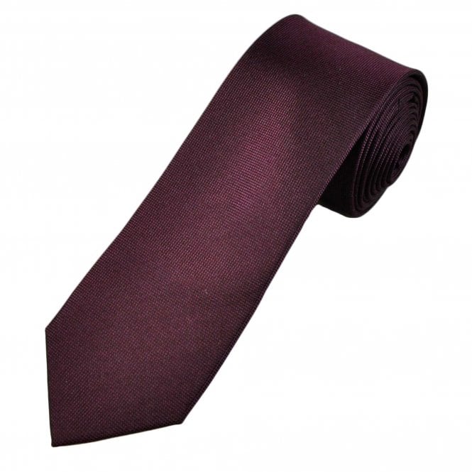 Burgundy & Black Micro Pattern Men's Silk Narrow Tie