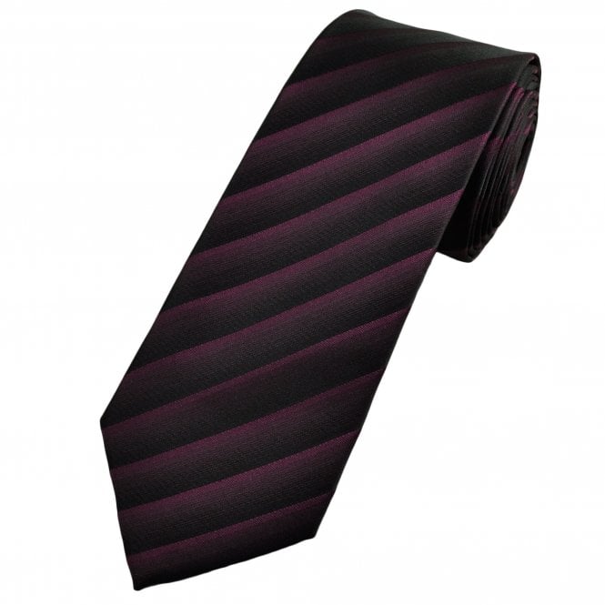 Burgundy & Black Striped Men's Extra Long Tie