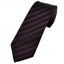Burgundy & Black Striped Men's Extra Long Tie