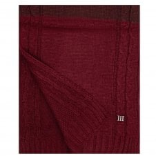 Burgundy Colour Block Knitted Scarf with Metal Tresanti Logo