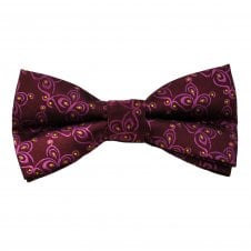 Burgundy & Gold Spot Patterned Men's Bow Tie