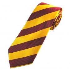 Burgundy & Gold Striped Men's Tie