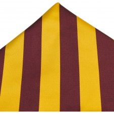 Burgundy & Gold Striped Pocket Square Handkerchief