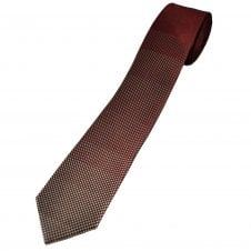 Burgundy & Grey Patterned Men's Silk Skinny Tie