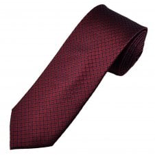 Burgundy & Navy Blue Diamond Pattern Luxury Men's Silk Tie